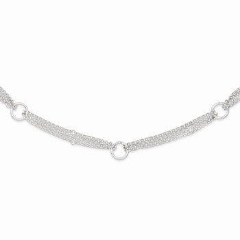 Sterling Silver Polished Multi-Strand Fancy Circle Necklace