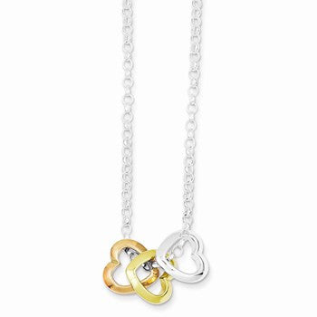 Sterling Silver & Vermeil Polished Fancy Heart Necklace