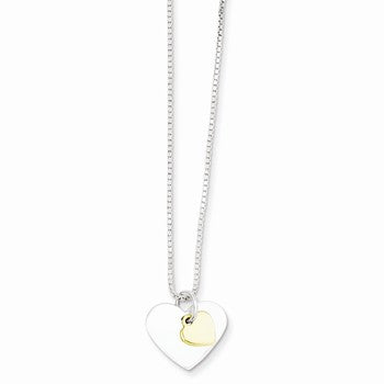 Sterling Silver & Vermeil Polished Fancy Heart Necklace