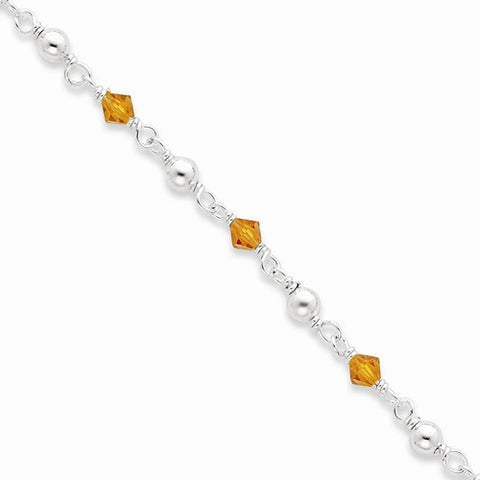 Sterling Silver Dark Yellow Cz Polished Bracelet