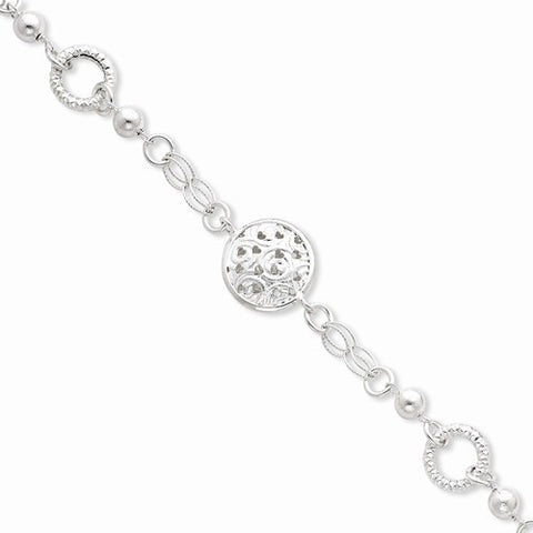 Sterling Silver Satin & Polished Fancy Bracelet