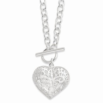 Sterling Silver Large Puffed Heart Necklace