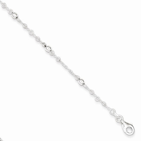 Sterling Silver Polished Fancy Bead Bracelet