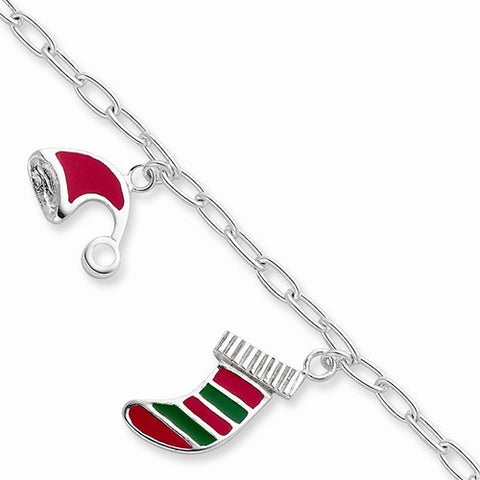 Sterling Silver Enameled Holiday Bracelet