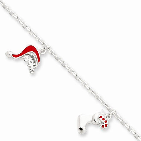 Sterling Silver Enameled Holiday Bracelet