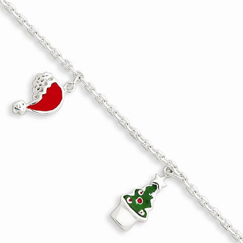 Sterling Silver Enameled Holiday Bracelet