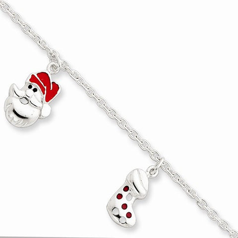 Sterling Silver Enameled Holiday Bracelet