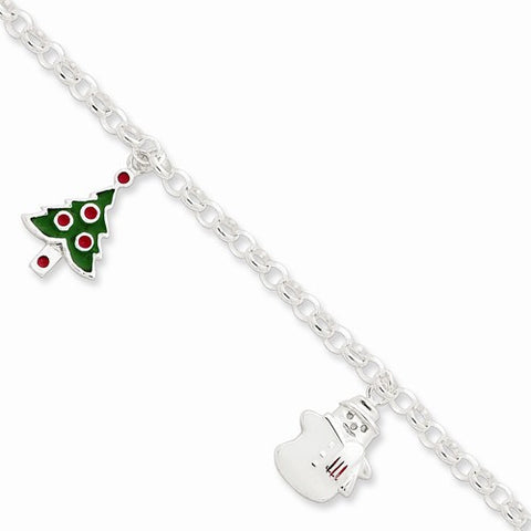 Sterling Silver Enameled Holiday Bracelet