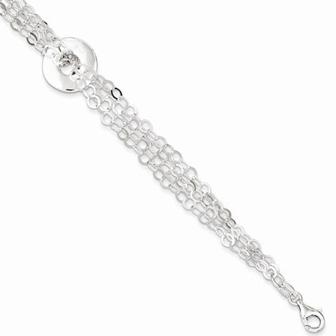 Sterling Silver Polished Multi-Strand Fancy Circle Bracelet