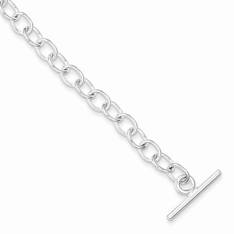 Sterling Silver Polished Fancy Link Toggle Bracelet