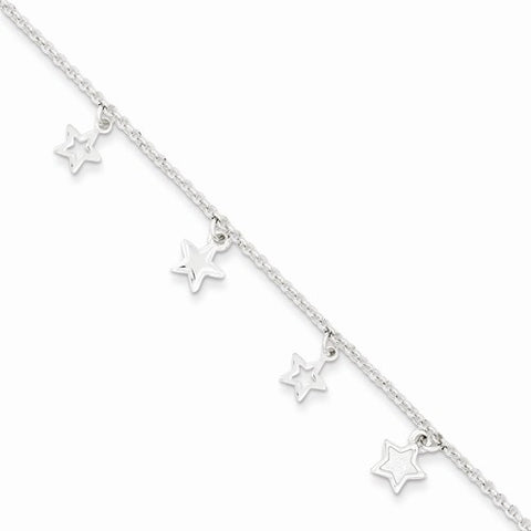 Sterling Silver Polished Star Bracelet