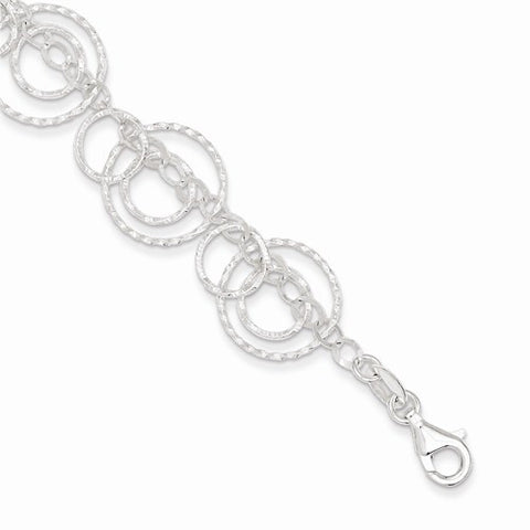 Sterling Silver Textured Circles Link Bracelet