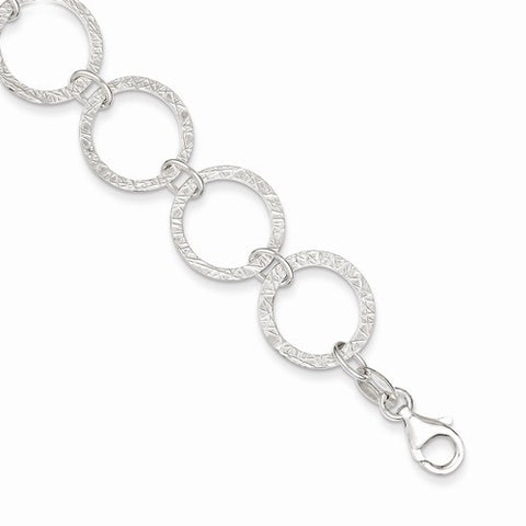 Sterling Silver Textured Circle Bracelet