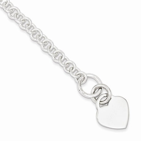 Sterling Silver Polished Heart Bracelet