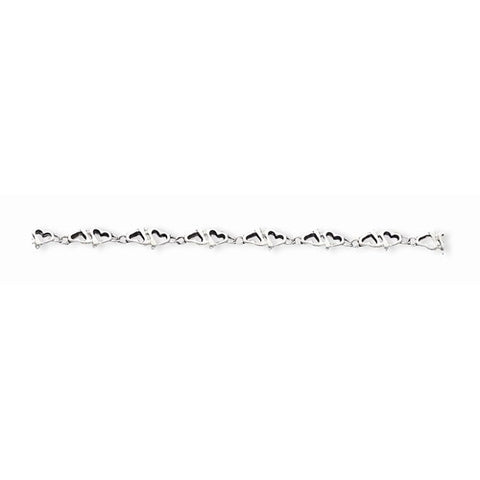Sterling Silver Open Heart Link Bracelet