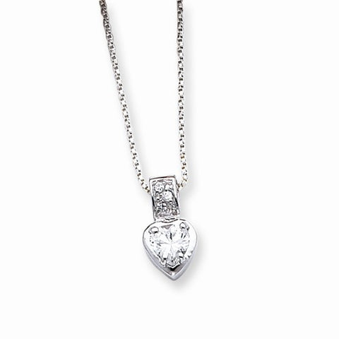 Sterling Silver CZ Heart On Chain