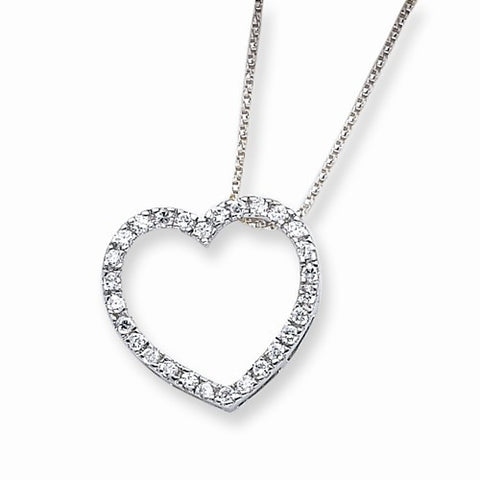 Sterling Silver CZ Heart Slide On Chain