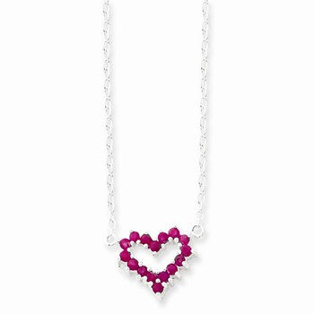 Sterling Silver Genuine Stone Heart On Chain