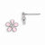 Sterilng Silver Pink Enameled Swarovski Elements Flower Earrings