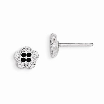 Sterling Silver Stellux Crystal Flower Post Earrings