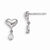 Sterling Silver CZ Childrens Heart Dangle Post Earrings