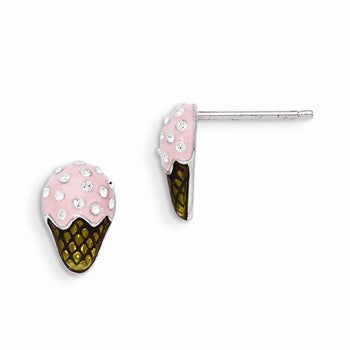 Sterling Silver Enameled Swarovski Elmts Ice Cream Earrings