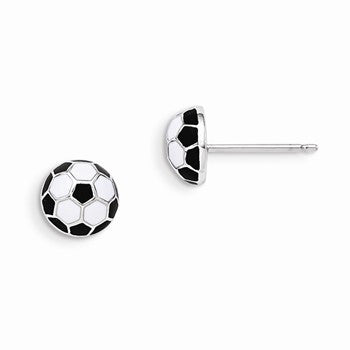 Sterling Silver Enameled Soccerball Post Earrings