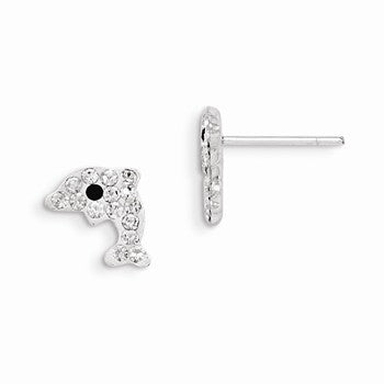 Sterling Silver Stellux Crystal Dolphin Post Earrings