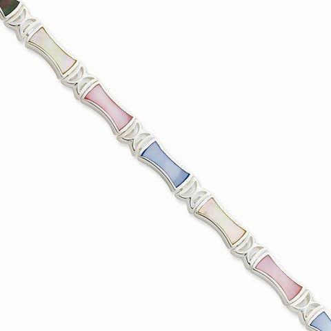 Sterling Silver Multi-Color Mother Of Pearl Bracelet