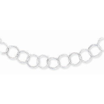 Sterling Silver Circle Long Link Necklace