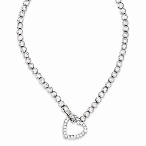 Sterling Silver CZ Heart Necklace