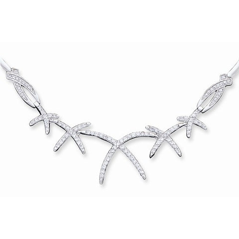 Sterling Silver Fancy CZ Necklace