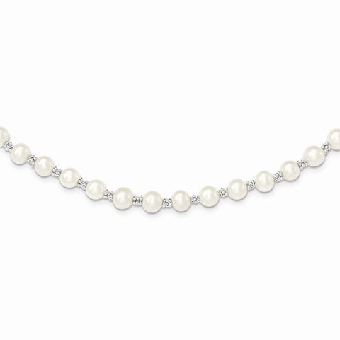 Sterling Silver White Cultured Pearl Necklace