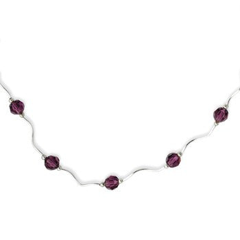 Sterling Silver Purple Crystal Necklace