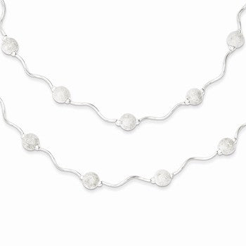 Sterling Silver Double Spiral and Laser Cut Bead Necklace