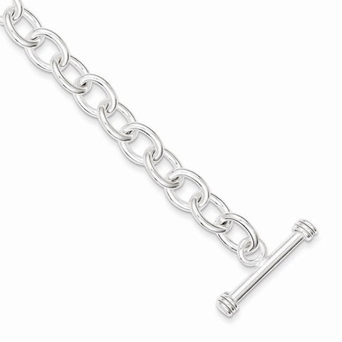 Sterling Silver Polished Fancy Link Toggle Bracelet