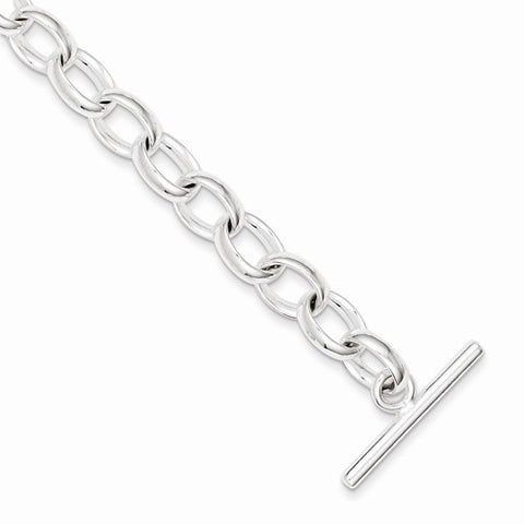 Sterling Silver Polished Fancy Link Toggle Bracelet