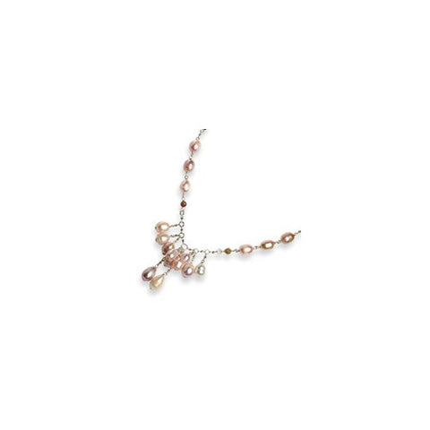 Sterling Silver White, Champagne Cult Pearl, Unikite & Tiger Eye Necklace