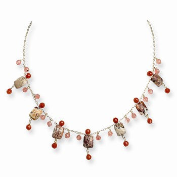 Sterling Silver Cherry Quartz, Carnelian, Red  Necklace
