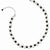 Sterling Silver FW Cultured Button Pearl, Black Crystal Necklace