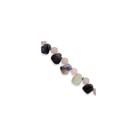 Sterling Silver Rose Quartz Rutilated Quartz Bracelet
