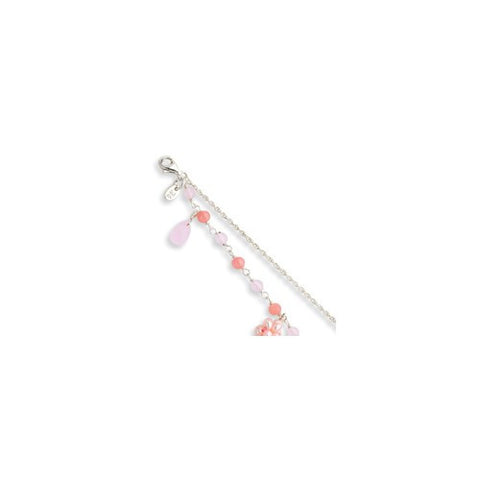 Sterling Silver Rose Cherry Quartz & Fw Cultured Pink Pearl Bracelet