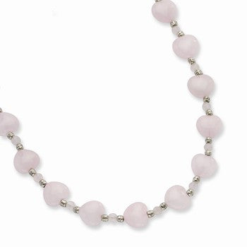 Sterling Silver Rose Quartz Heart Antiqued Necklace