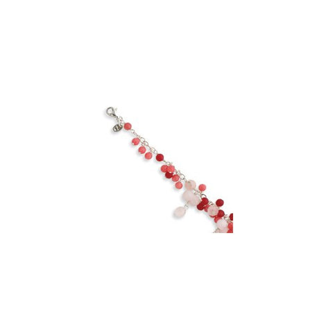 Sterling Silver Cherry Rose Strawberry Quartz Bracelet
