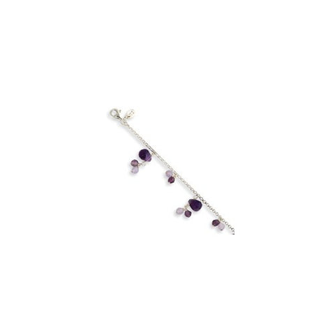 Sterling Silver Amethyst Lavender Agate Bracelet