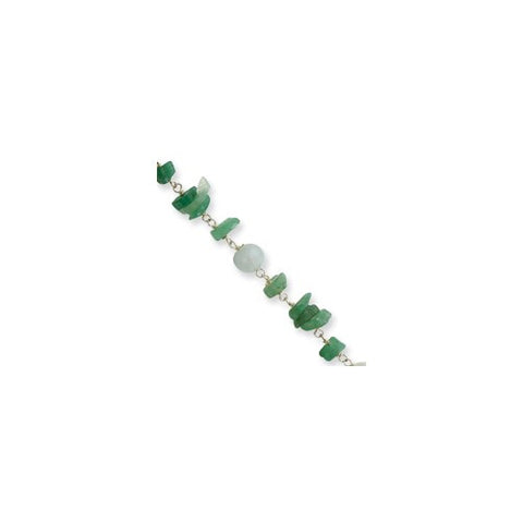 Sterling Silver Aventurine Green & Marcasite Antiqued Bracelet
