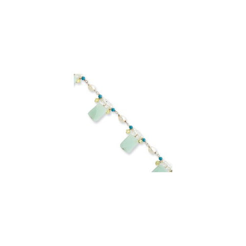 Sterling Silver Amazonite Turquoise Cult Pearl Yellow Crystal Bracelet
