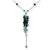 Sterling Silver Blue Crystal, Freshwater Cultured Pearl Necklace