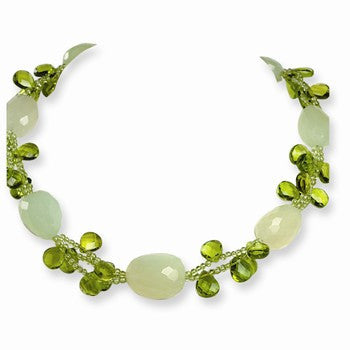 Sterling Silver Green , Green Crystal, Peridot Necklace