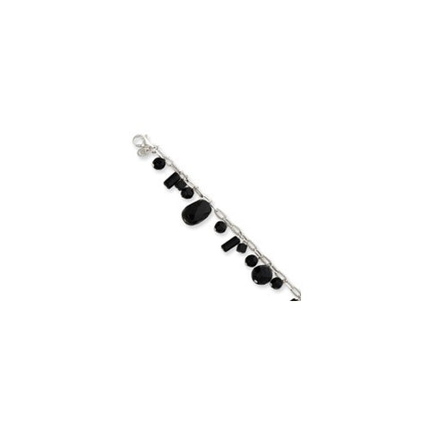 Sterling Silver Black Quartz Bracelet